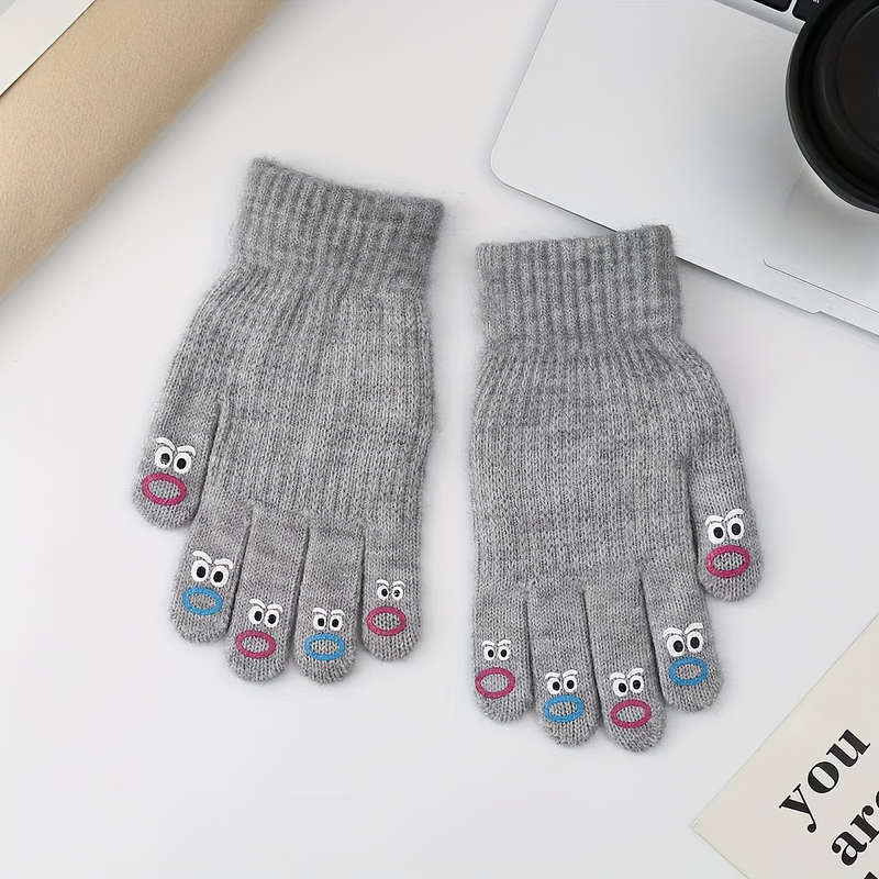 1 Pair Grey Warm Gloves