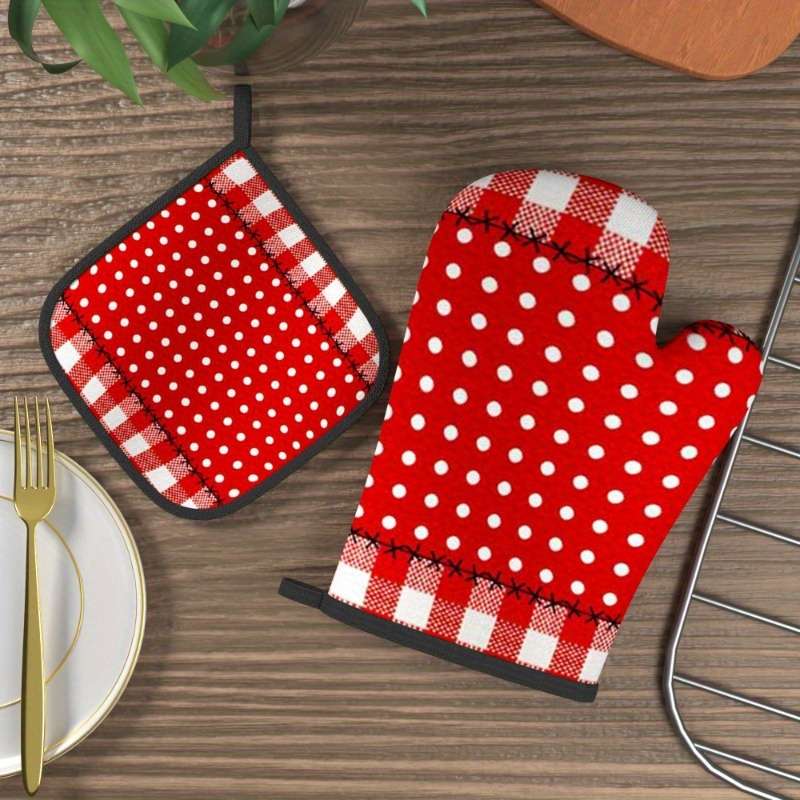 2pcs 26.92x17.02 cm Heat Resistant Oven Mitts And Potholders