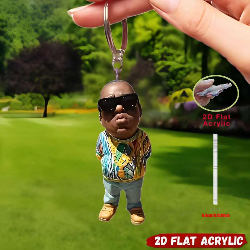 1pc 2D Flat   6pcs Rapper Acrylic Keychain Suitable for Backpack And Car Key Decorat