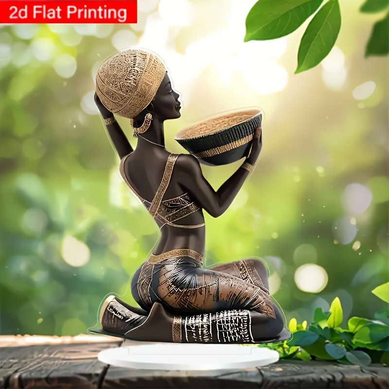 1pc 2D Flat  Elegant Bohemian  Acrylic Tabletop Decor Vintage Style Desktop Ornament with Intri