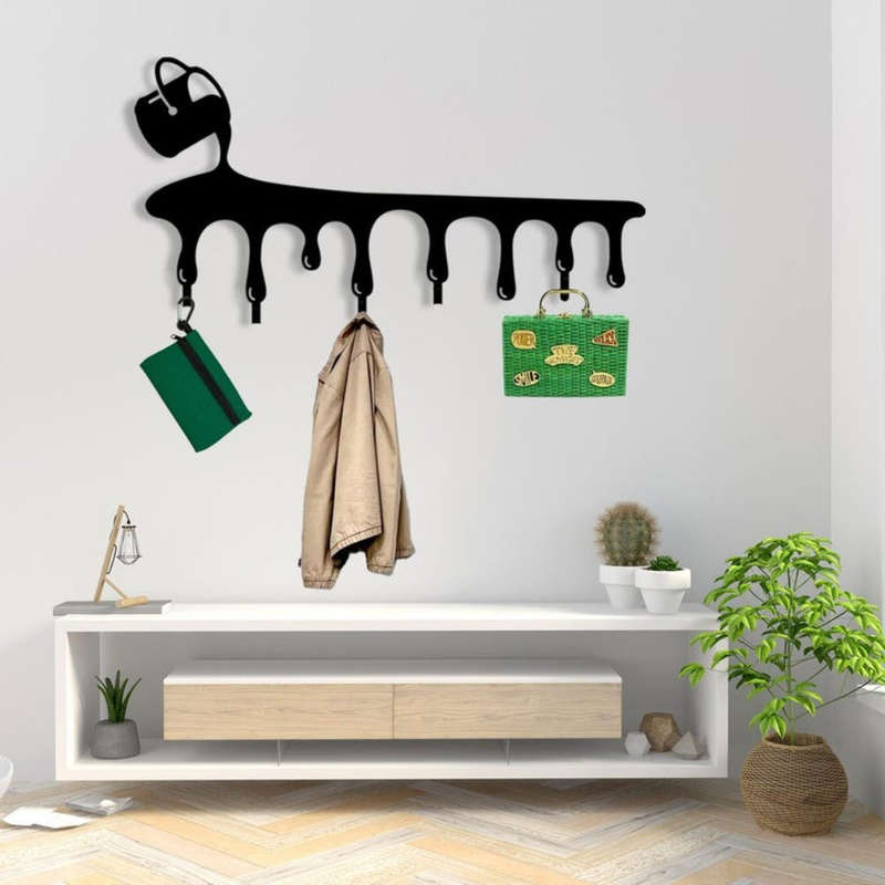Casual Style Metal Wall Coat Rack Easy Install Flowing Drip Key Holder Modern Entryway Rack Organi