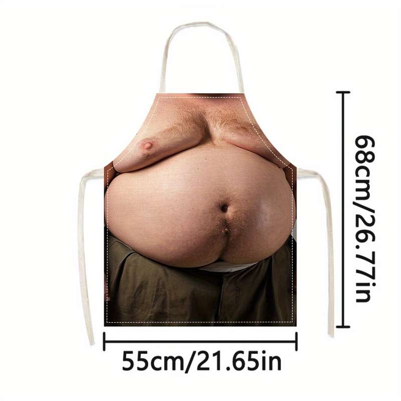 1pc Adjustable Linen Apron for Cooking BBQ Gardening Fun Big Belly Design Ideal for Kitchen a