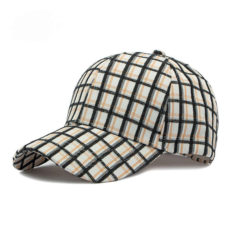 1pc Plaid Baseball Cap for Women Outdoor Sun Protection Hard Top Casual for Men.