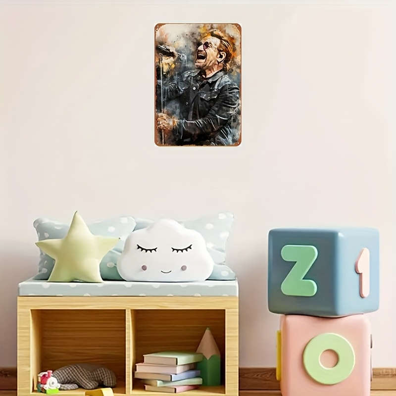 1pc U2 Bono Rock Band Singer Metal Poster 30.48x20.32cm Retro Art Wall Decor Iron Craft 2D Plan