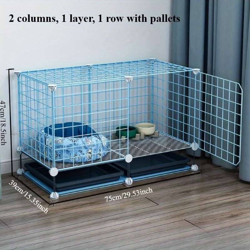 1pc Blue 2 columns 3 layers 1 row Pet Cage