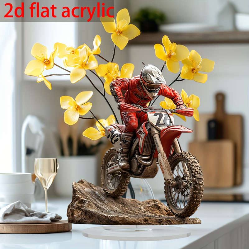 1pc 2D Flat    Design Mountain Bike Ornament Easter Gift Acrylic Sign Ornament Cozy