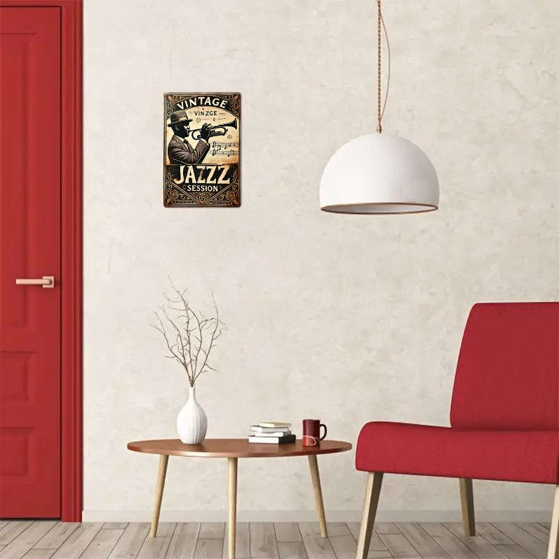1pc A Vintage Jazz Art Metal Sign Measuring 20.32X30.48 cm a Classic Music-Themed Decoration Perf