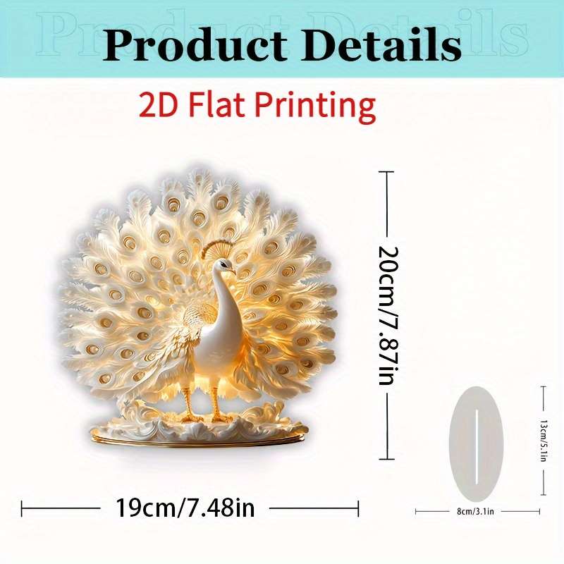 1pc 2D Flat   Elegant White Parrot Acrylic Decor with Bohemian Style Base Ideal for Home Off