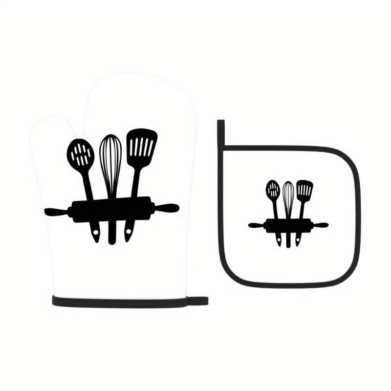 2pcs 26.92x17.02 cm Heat Resistant Oven Mitts And Potholders