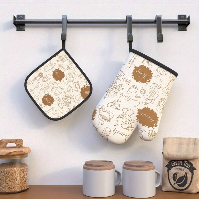 2pcs 26.92x17.02 cm Heat Resistant Oven Mitts And Potholders