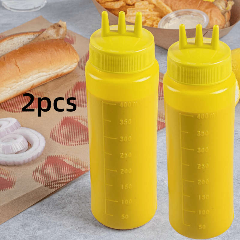 2pcs Multi-Color Squeeze Bottles for Sauces Oils Kitchen Condiment Dispensers with Measurem
