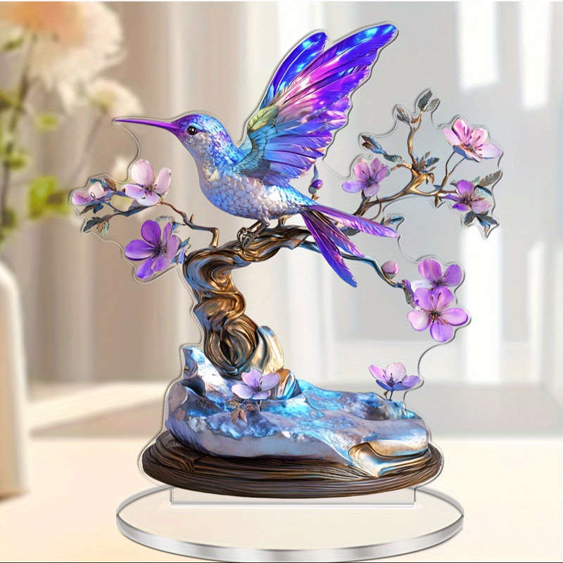 1pc 2D Flat    Printing  Bohemian Flat Printing Hummingbird Acrylic Desktop Decor
