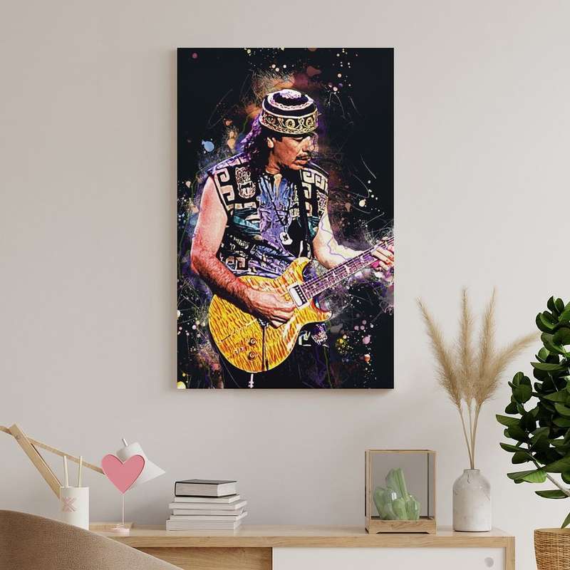 1pc Satin-Finish Carlos Santana Poster Modern Art Print on Silk Fabric Wall Decor for Living Roo