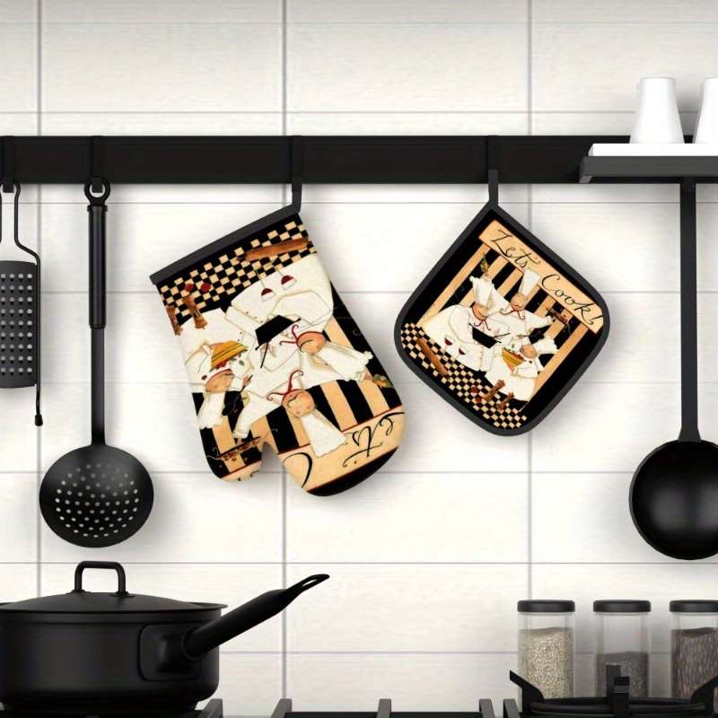 2pcs 26.92x17.02 cm Heat Resistant Oven Mitts And Potholders