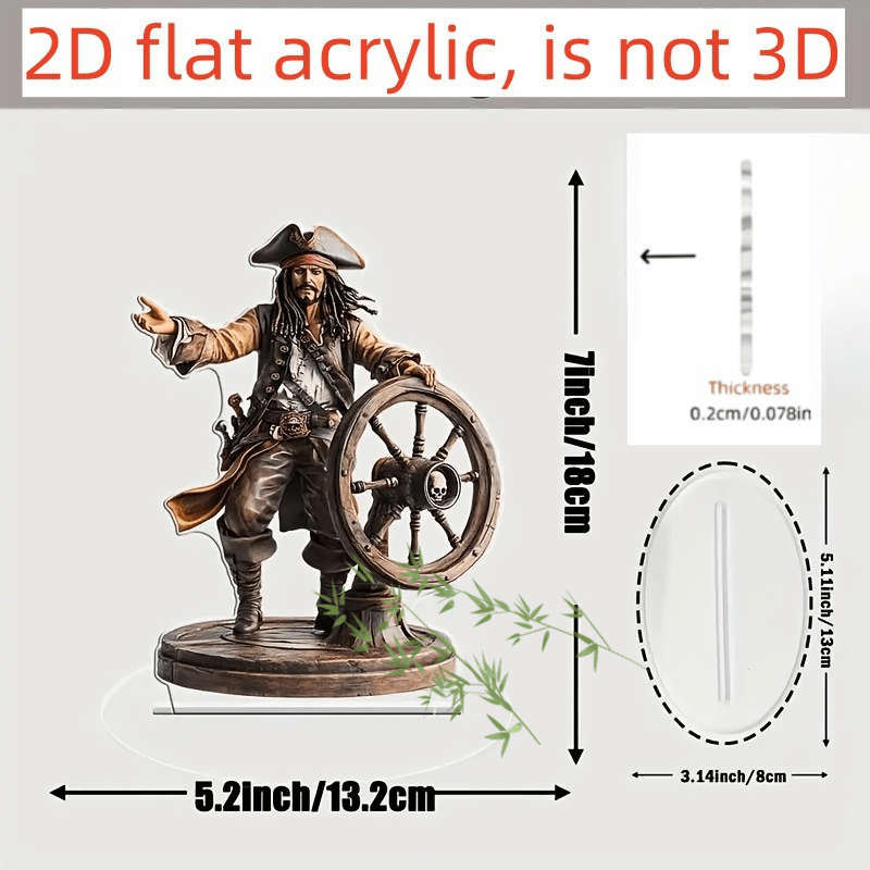 1pc 2D Flat   Bohemian Nautical  Acrylic Ship Wheel Desktop Decoration 12.7x17.78 cm Pi
