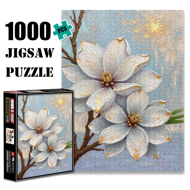 1000pcs Magnolia Flower Puzzle Large Waterproof Scratch-Resistant Paper Jigsaw T