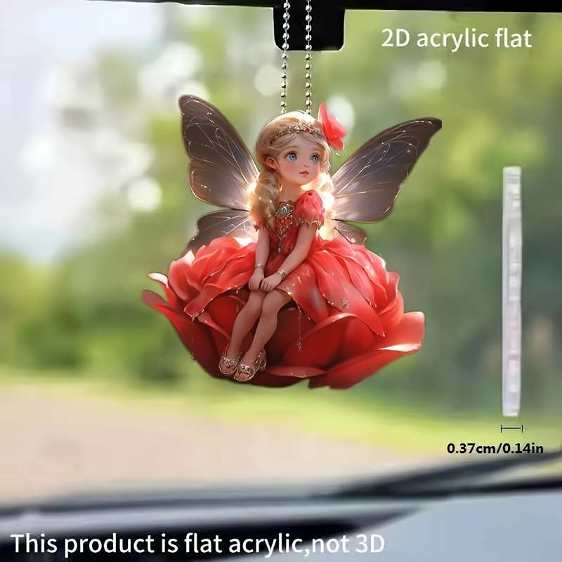 1pc 2D Flat  A Beautiful Acrylic Fairy Flower  Pendant Decoration 7.39cm And 8.0cm Sizes Chris