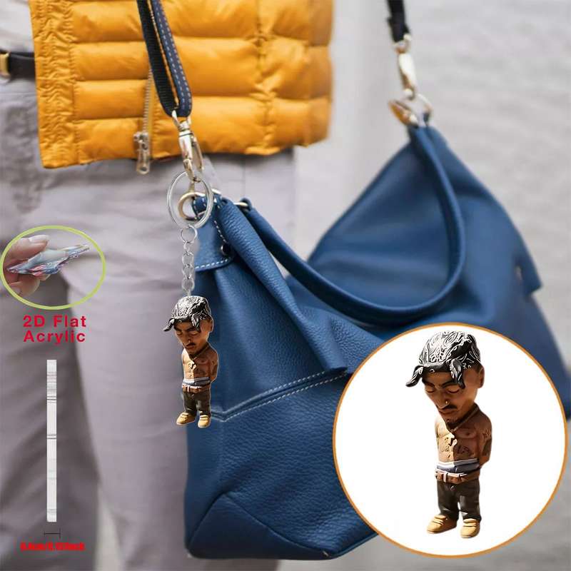 1pc 2D Flat   6pcs Rapper Acrylic Keychain Suitable for Backpack And Car Key Decorat