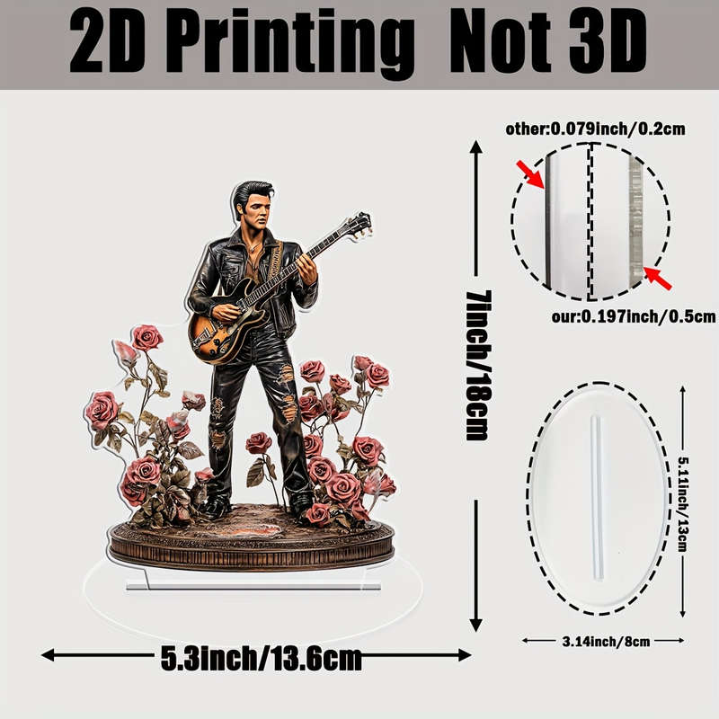 1pc 2D Flat   Classic Guitarist Fantasy  Acrylic Figurine Manufactured Wood Tabletop Display