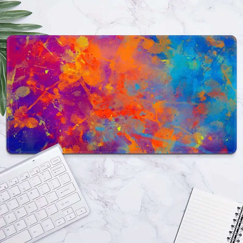 1pc 40x80cm Vibrant Abstract Color Block Desk Mat Non-Slip Rubber Base Gaming Mouse Pad