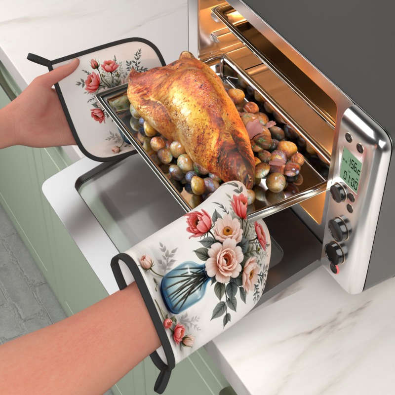 2pcs 26.92x17.02 cm Heat Resistant Oven Mitts And Potholders