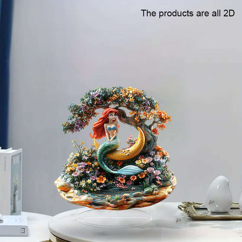 1pc 2D Flat  Disney for Ariel the Little Mermaid Acrylic Standee  Princess Desktop Decor with V