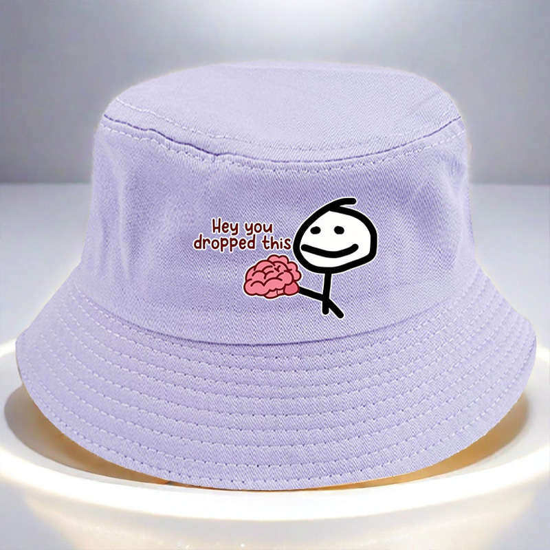 1pc "Hey You Dropped" Printed Bucket Hat Lightweight Polyester Woven Non-Stretch Multicolor