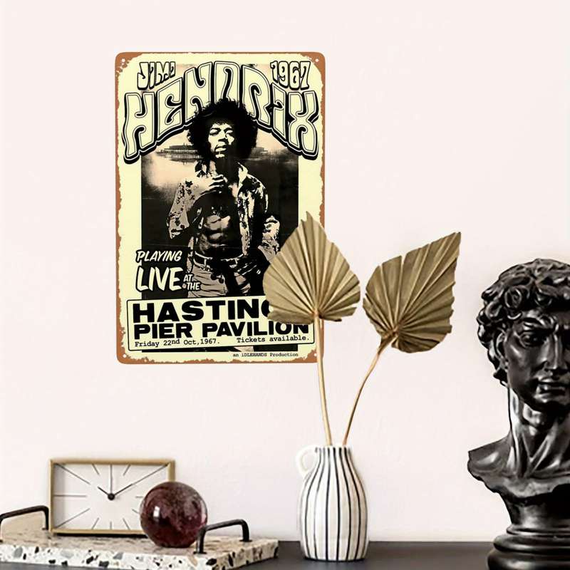 1pc Vintage Jimi-Inspired Metal Tin Sign Nostalgic Wall Decor for Home Kitchen Garden Bedroom