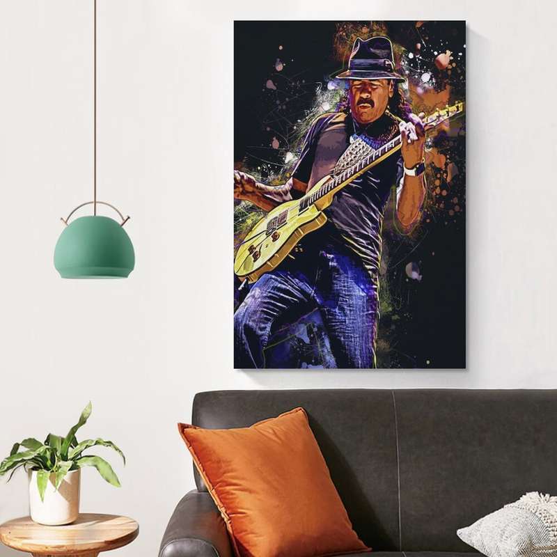 1pc  Unframed Canvas Poster Carlos Santana Guitar Art Poster Modern Satin Canvas Wall Decor
