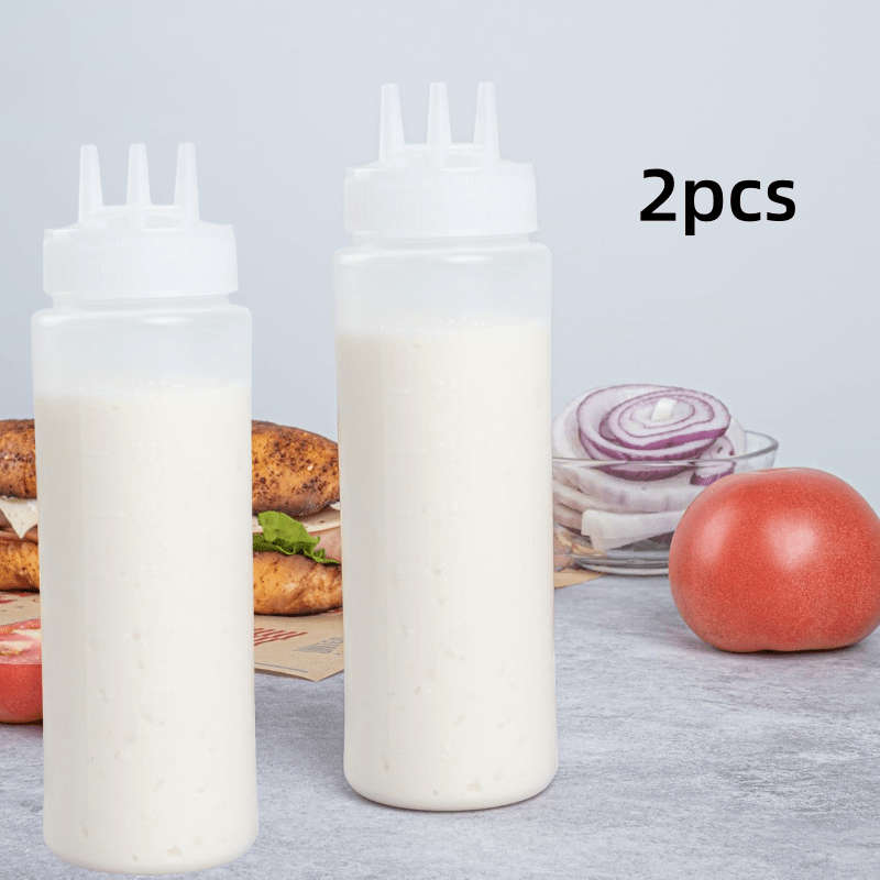 2pcs Multi-Color Squeeze Bottles for Sauces Oils Kitchen Condiment Dispensers with Measurem