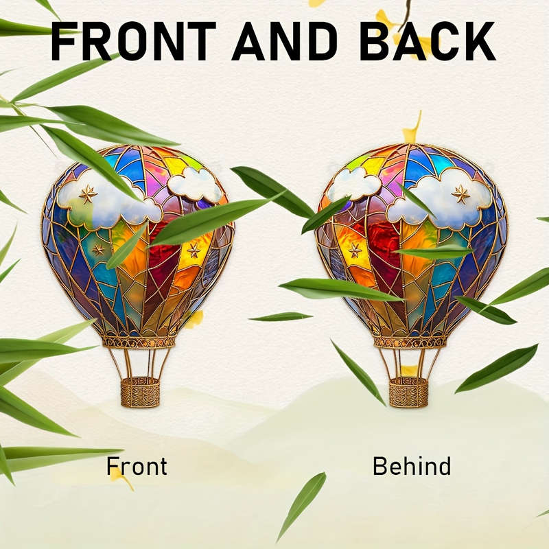 1pc 2D Flat   Vibrant Rainbow Hot Air Balloon Acrylic Light Catcher  Design with Colorf