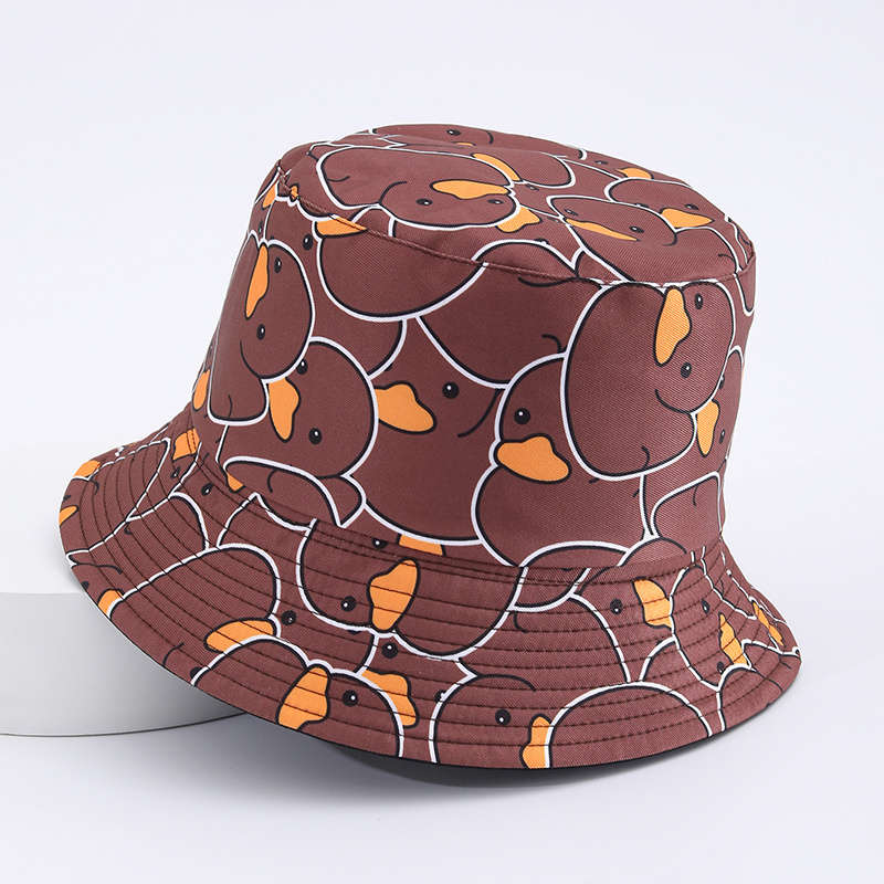 1pc Cartoon Yellow Duck Pattern Foldable Bucket Hat For Men And Women Lightweight Travel Sun Hat W