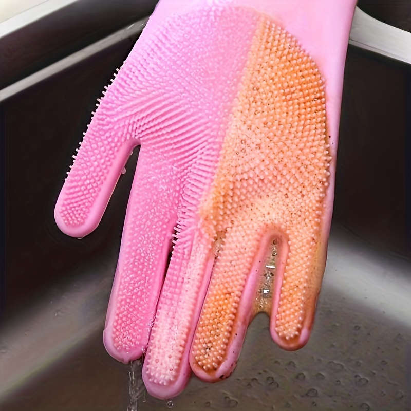 1 Pair Pink Household Cleaning Gloves