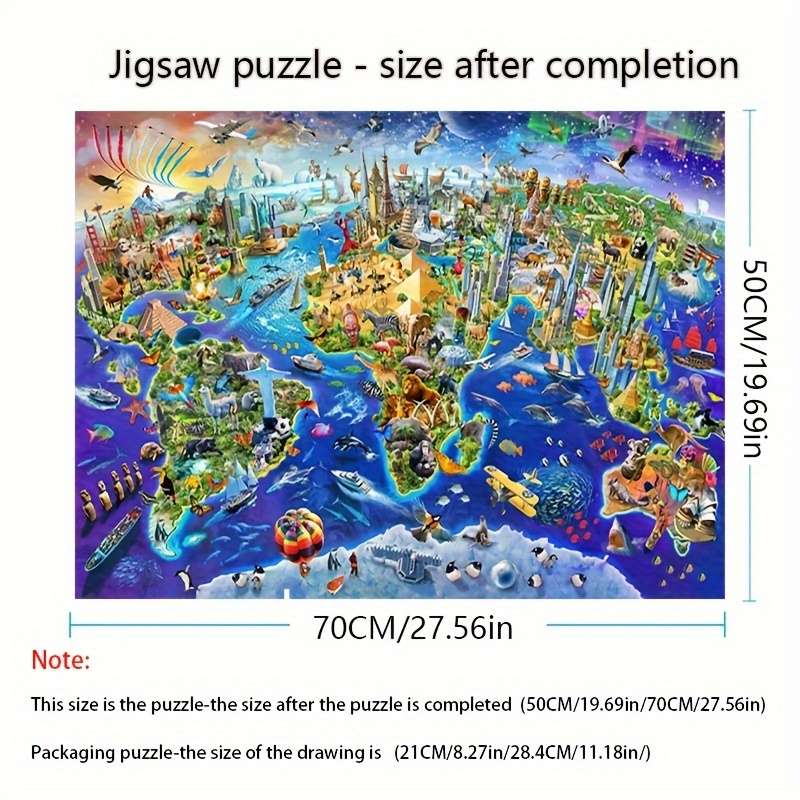 1000pcs World Landmarks Jigsaw Puzzle Large 50.04x70.1cm Dustproof Paper Puzzle Id
