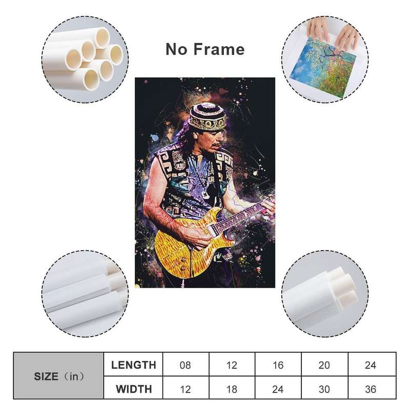1pc Satin-Finish Carlos Santana Poster Modern Art Print on Silk Fabric Wall Decor for Living Roo