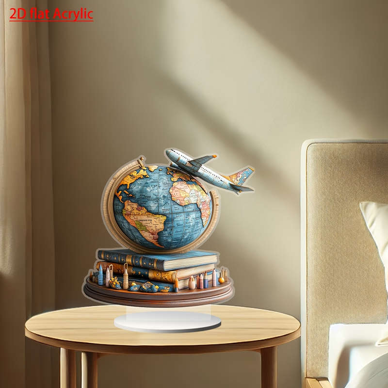 1pc 2D Flat   Bohemian Airplane Model  Acrylic Desktop Decorative Sign Multipurpose Home Pa