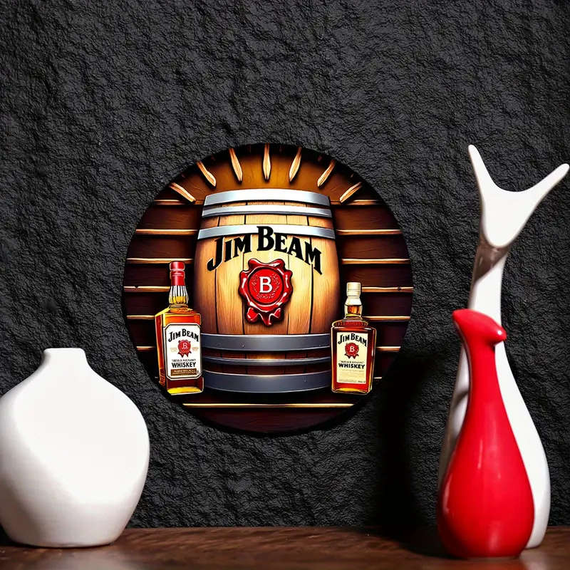 1pc Vintage Metal Wall Art Elegant Liquor Themed Aluminum Foil Carving Indoor Outdoor Multifunctiona
