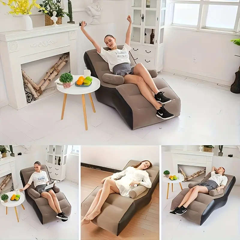 Portable Inflatable Lounger Sofa with Built-in Foot Pump  Foldable, Versatile Air Bed for Outdoor L