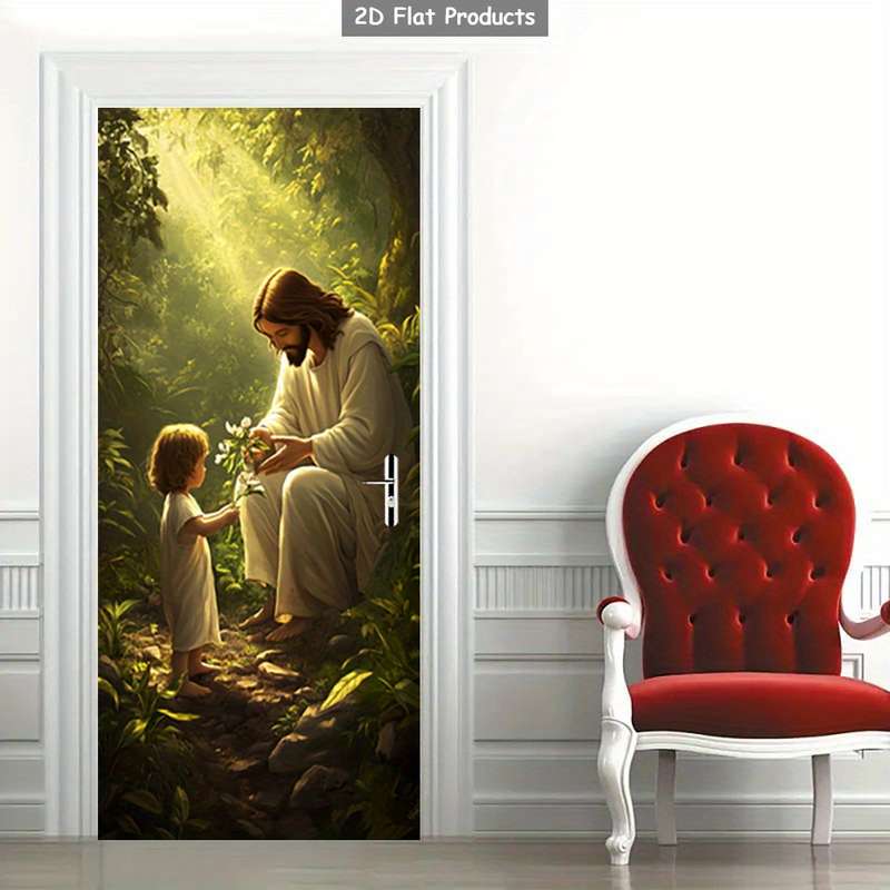 1pc 95.0x209.8cm Jesus Christian Themed Stickers