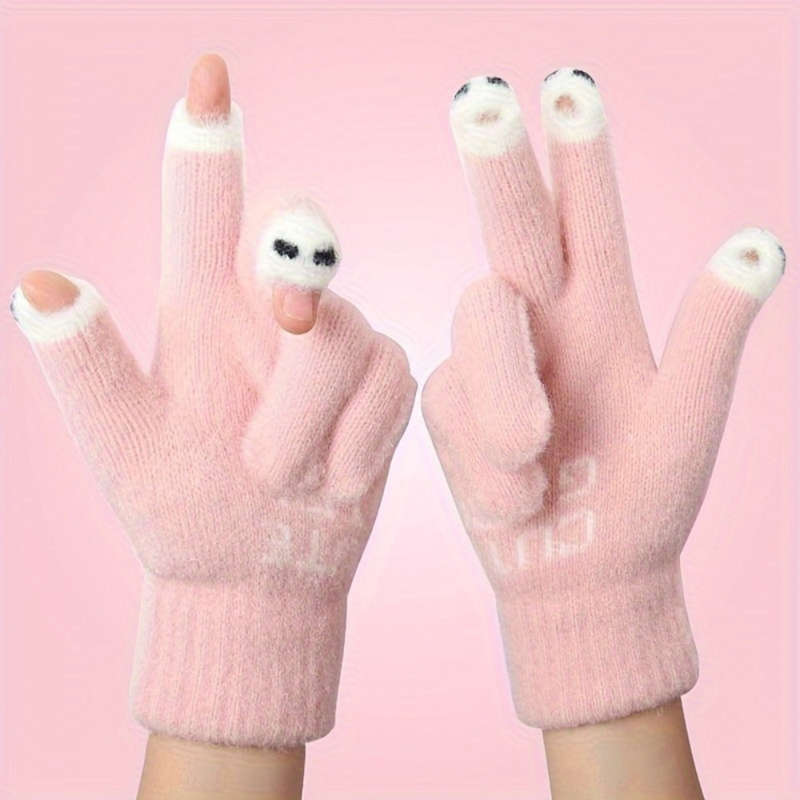 1 Pair Pink Warm Gloves