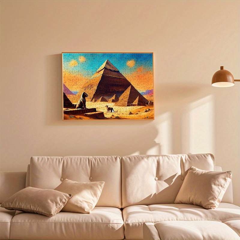 1000pcs Jigsaw Puzzle for Adults: Mysterious Egyptian Pyramids Sphinx Oil Painting