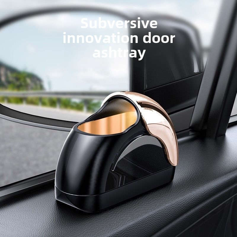 1pc Driver-Side Car Ashtray Space-Saving Door-Mounted Design Mechanical Style Durable Aluminum Le