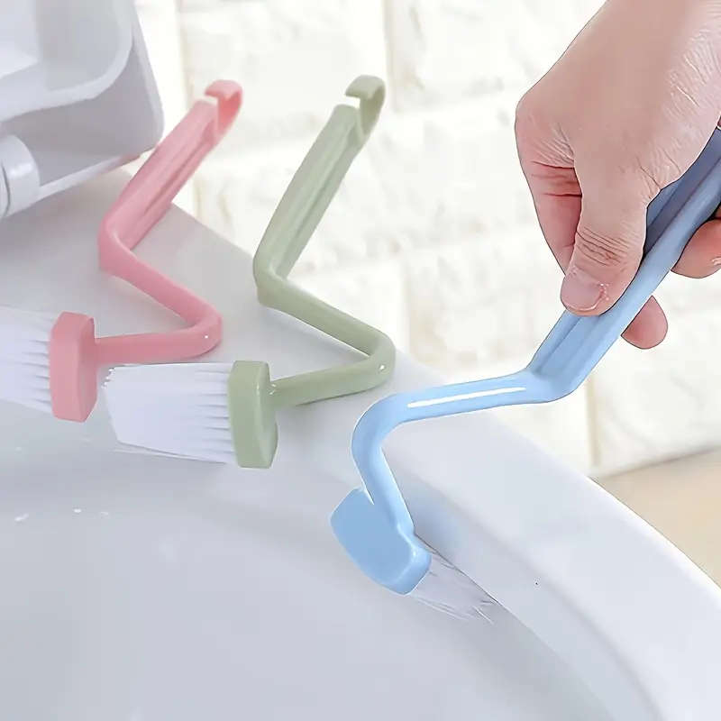 1pc V-Shaped Toilet Brush Set Wall-Mountable No Dead Angle Manual Battery-Free Ideal for Bathroom an