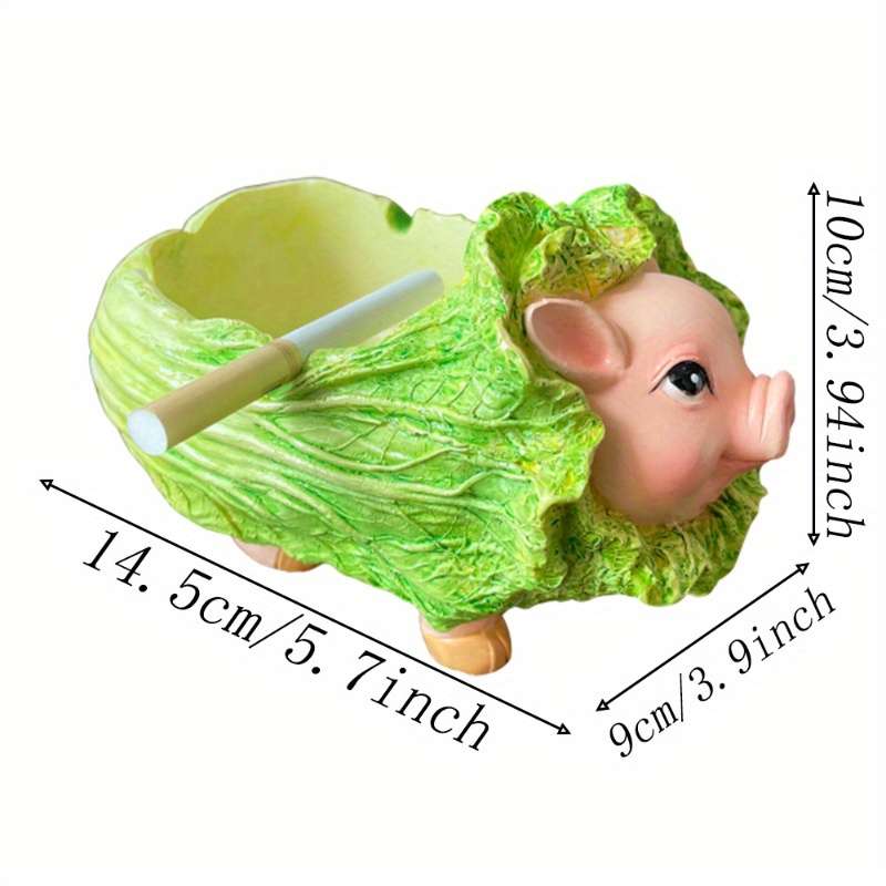 1pc Cute Pig Arch Cabbage Ashtray C Funny Resin Tabletop Decor for Living Room Dining Area or Gif