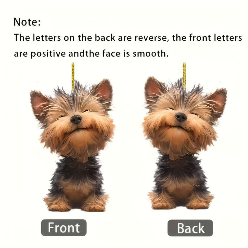 1pc 2D Flat  A Yorkshire Terrier Ornament Versatile Hanging Decor for Car Backpack Keychain Id