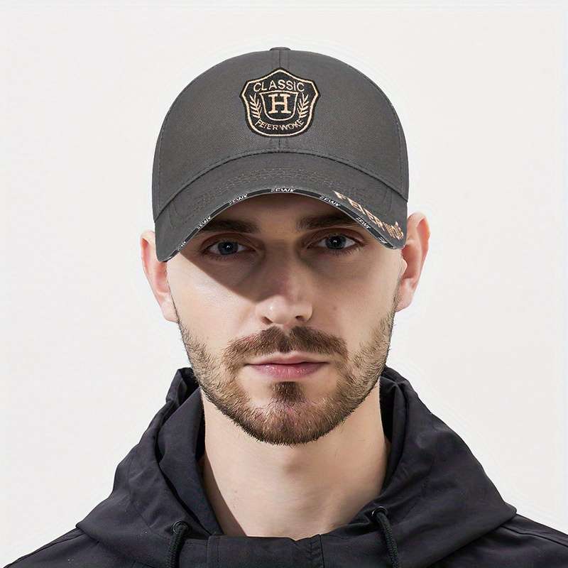 1pc FEWK Unisex Baseball Cap Breathable Polyester Adjustable Fit Embroidered Logo Golden Ba