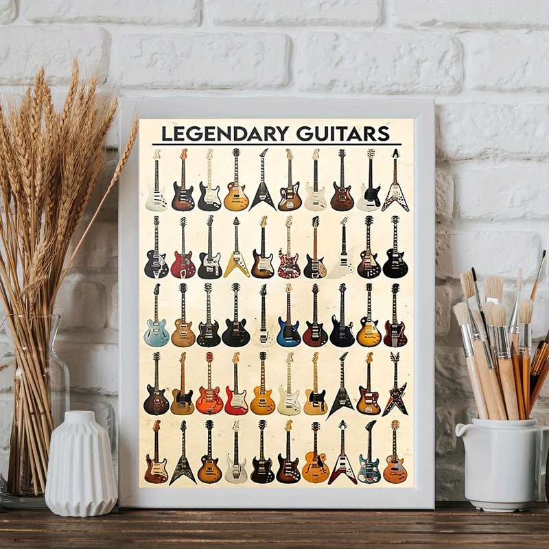1pc 30.48x40.64cm Legendary Guitars Canvas Art Print Frameless Vintage-Style Wall Decor with Colo
