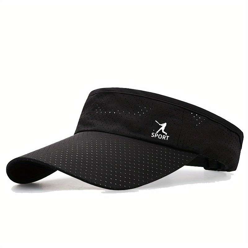 1pc Men's Quick-Dry Breathable Sports Cap White Polyester No-Top Duckbill Sun Hat with Adjustabl