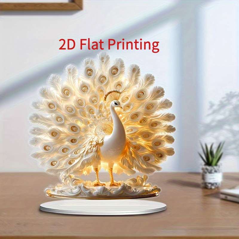 1pc 2D Flat   Elegant White Parrot Acrylic Decor with Bohemian Style Base Ideal for Home Off