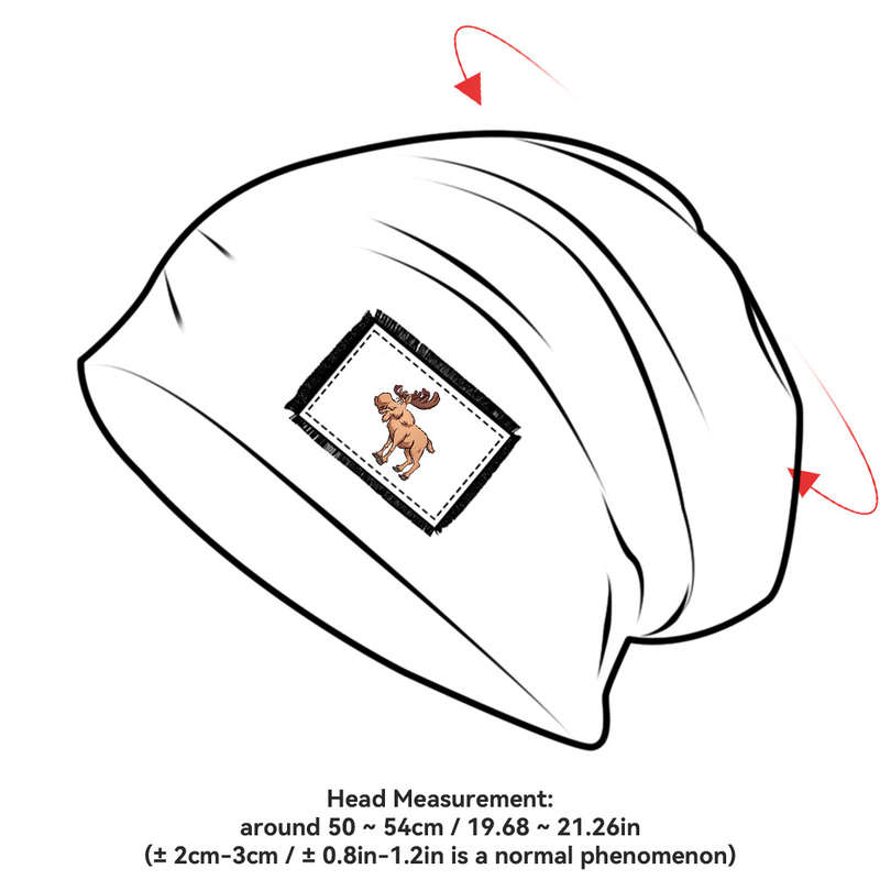 1pc Cozy Moose Print Beanie Hat Unisex Stretch Fit Lightweight Washable Brown with White Pat